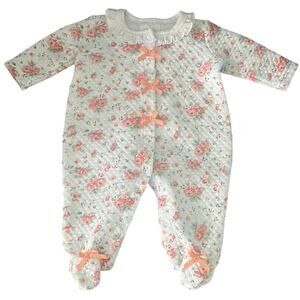 Laura Ashley | Baby Girls Pink & White Floral Print Sleeper | Size 0-3 Mos